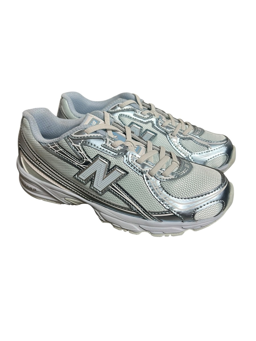 New Balance 740 Bungee Lace Little Kids Blue Silver Shoes Back To School Running